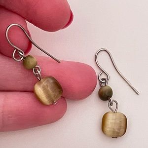 Real TIGERS EYE Stone Fall Autumn Boho Fairy Core Whimsical Minimalist Earrings